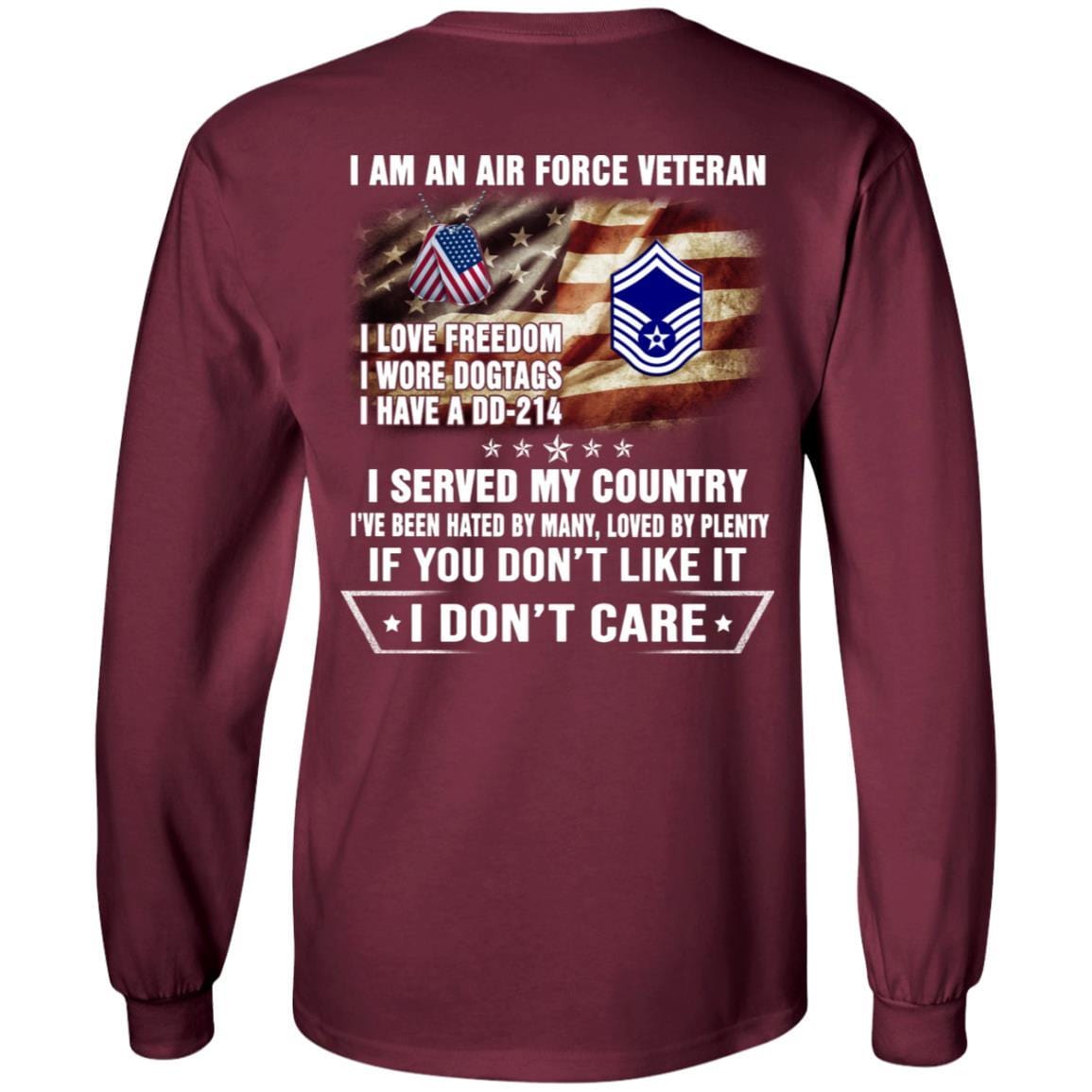 I Am An Air Force E-8 Senior Master Sergeant SMSgt E8 Noncommissioned Officer AF Rank Veteran T-Shirt On Back-TShirt-USAF-Veterans Nation