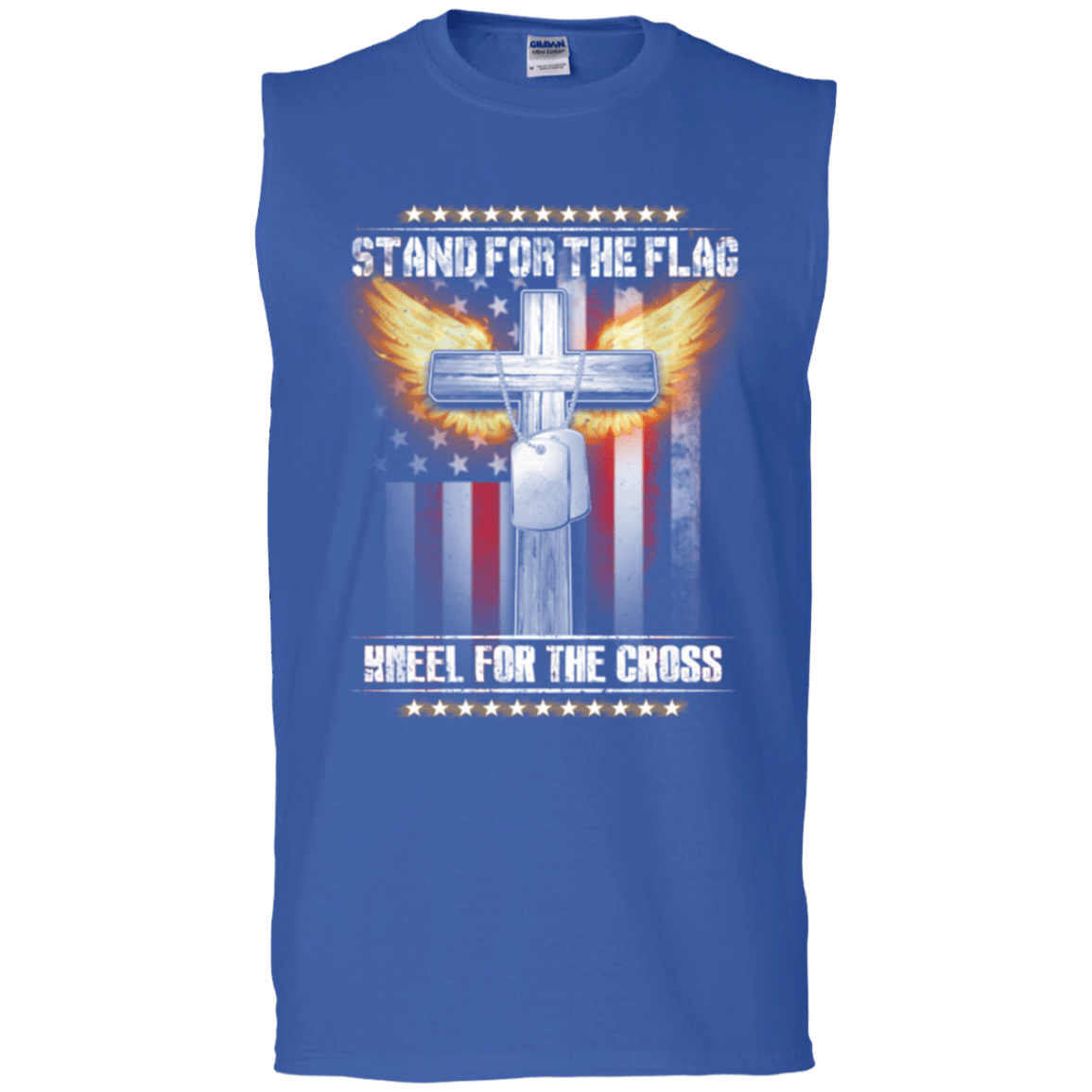 Military T-Shirt "Stand For The Flag Kneel For The Cross"-TShirt-General-Veterans Nation