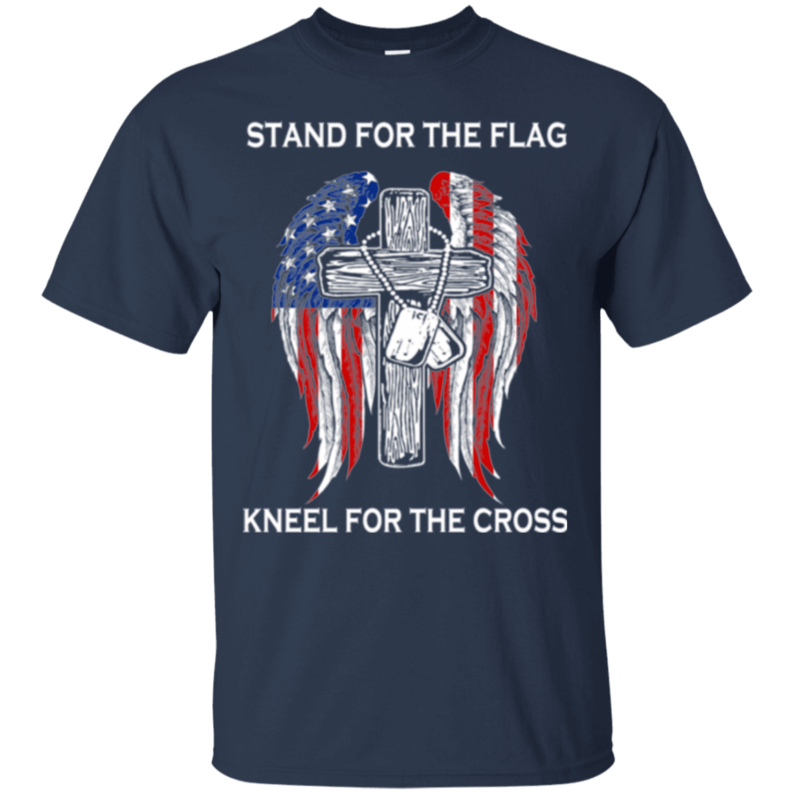 Military T-Shirt "Stand For The Flag Kneel For The Cross"-TShirt-General-Veterans Nation