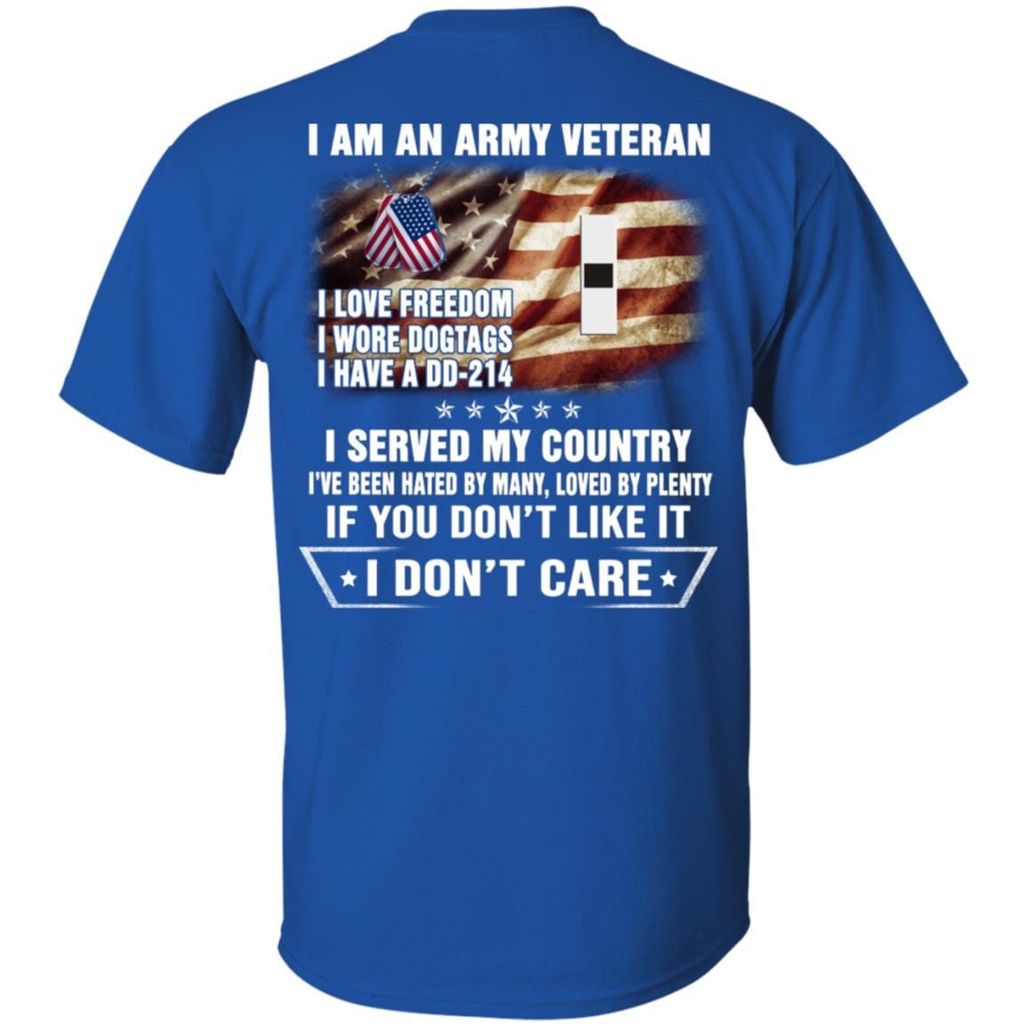 T-Shirt "I Am An Army Veteran" W-1 Warrant Officer 1(WO1)Rank On Back-TShirt-Army-Veterans Nation
