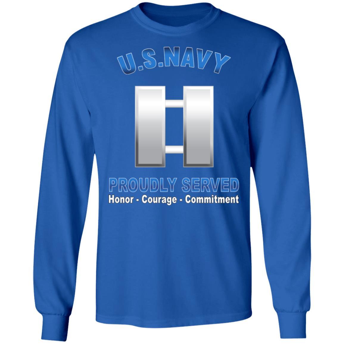 US Navy O-3 Lieutenant O3 LT Junior Officer Proudly Served T-Shirt On Front-Apparel-Veterans Nation
