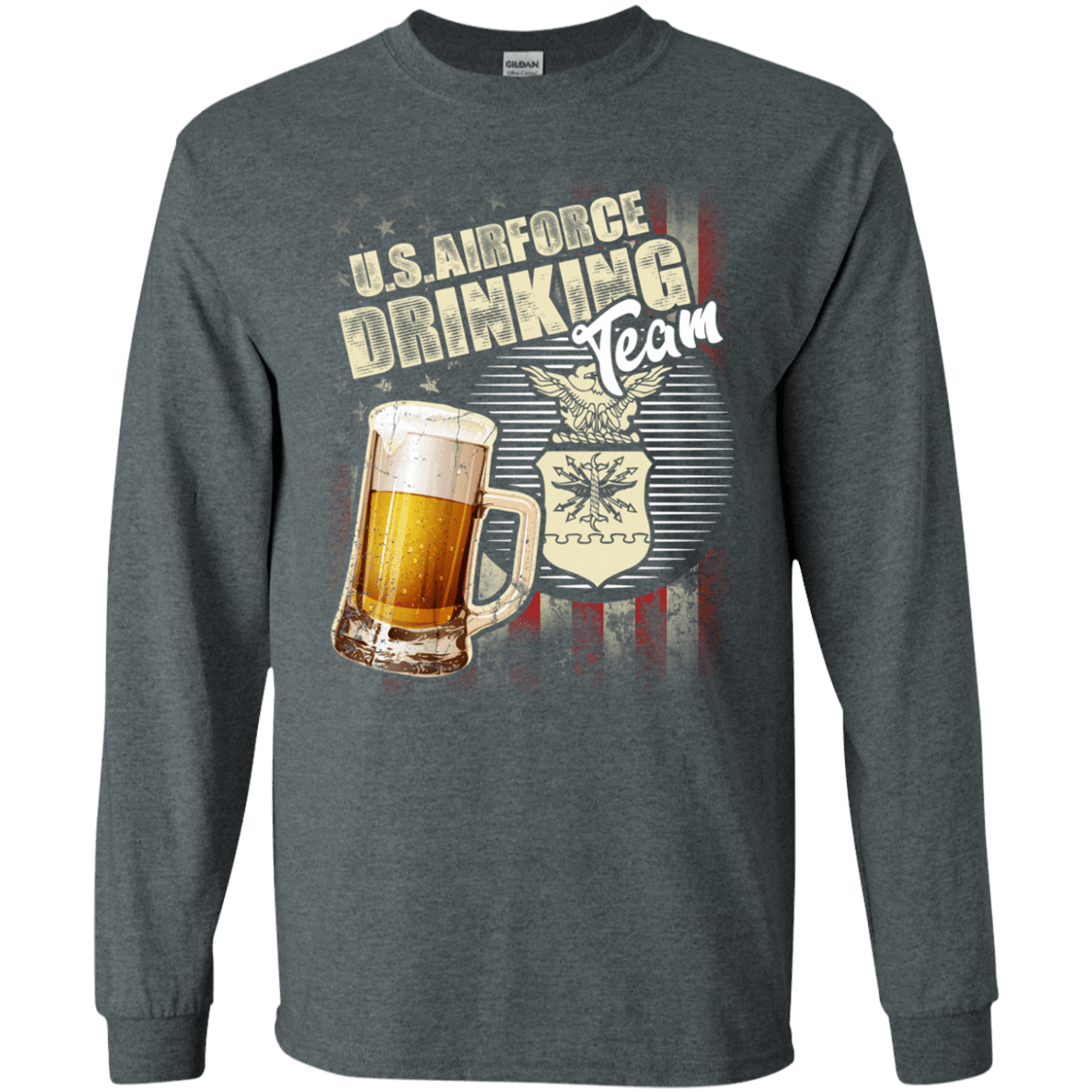 US Air Force Drinking Beer Team Front T Shirts-TShirt-USAF-Veterans Nation