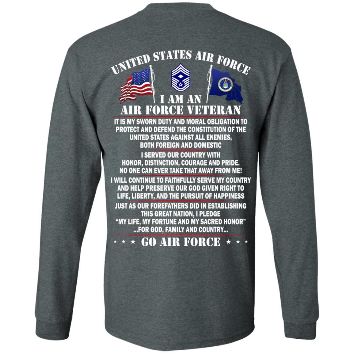 US Air Force E-9 First sergeant E-9 Rank - Go Air Force T-Shirt On Back-TShirt-USAF-Veterans Nation