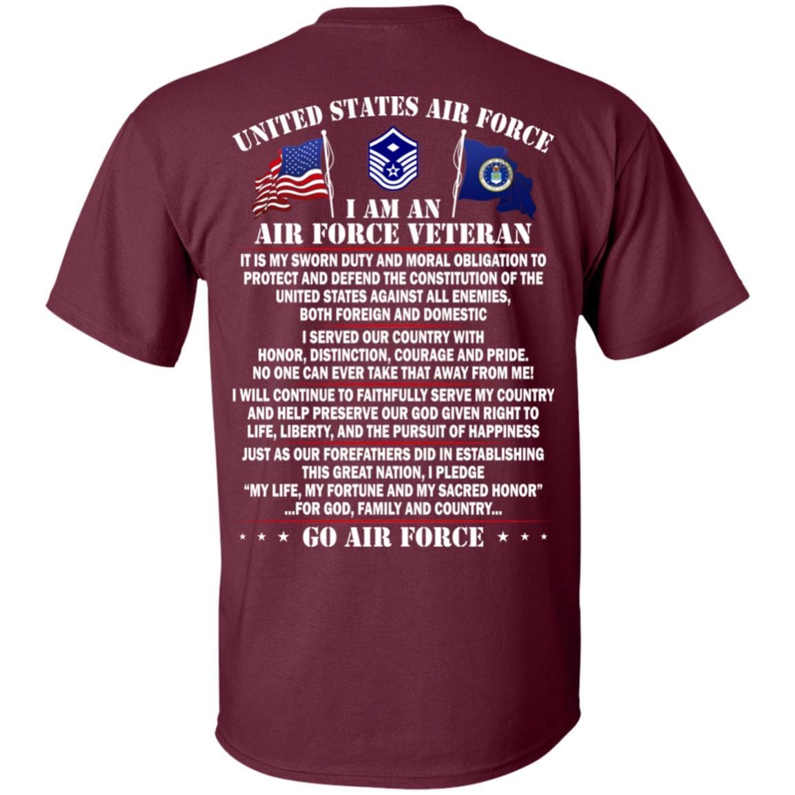 US Air Force E-7 First sergeant E-7 Rank - Go Air Force T-Shirt On Back-TShirt-USAF-Veterans Nation