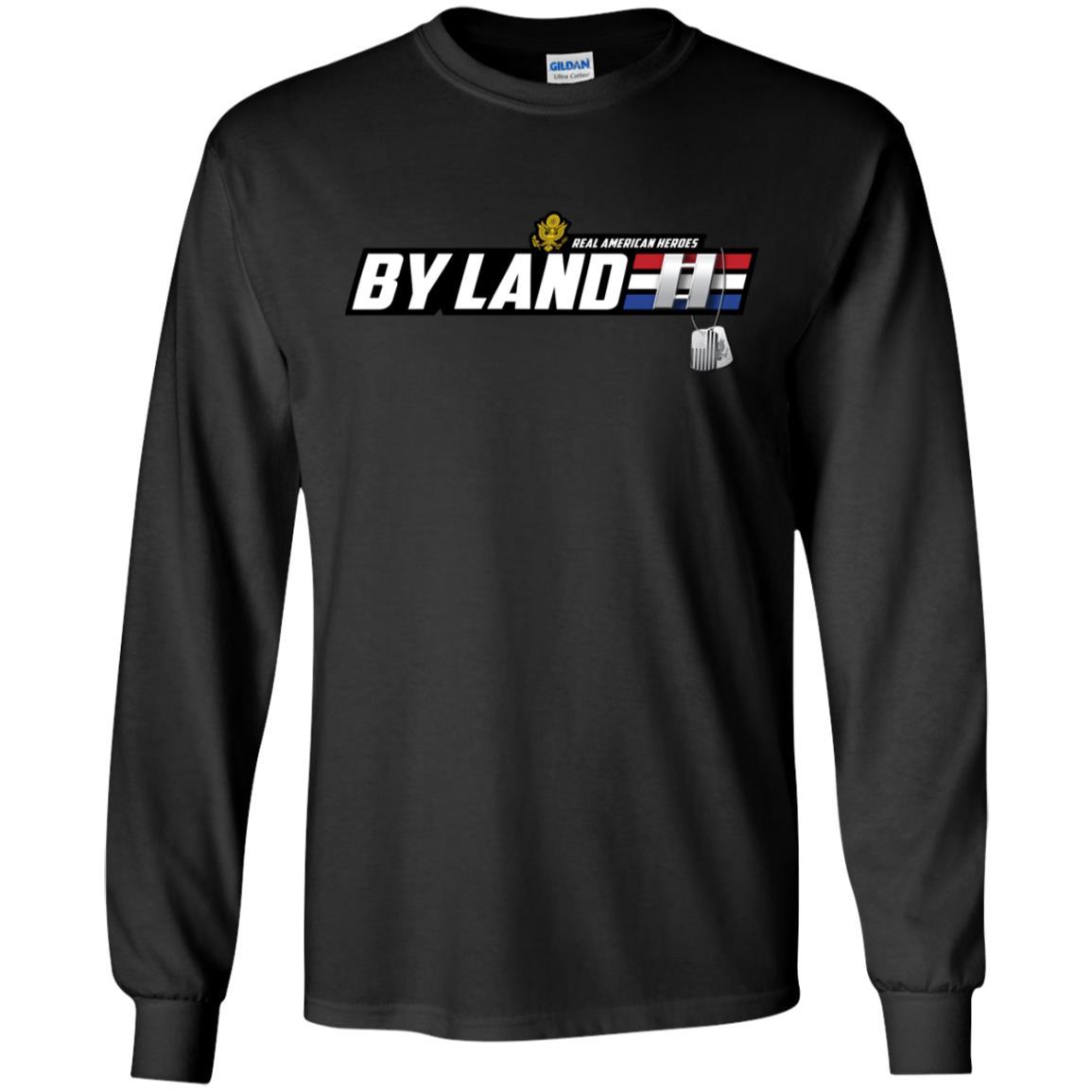 US Army T-Shirt "Real American Heroes By Land" O-3 Captain(CPT) On Front-TShirt-Army-Veterans Nation
