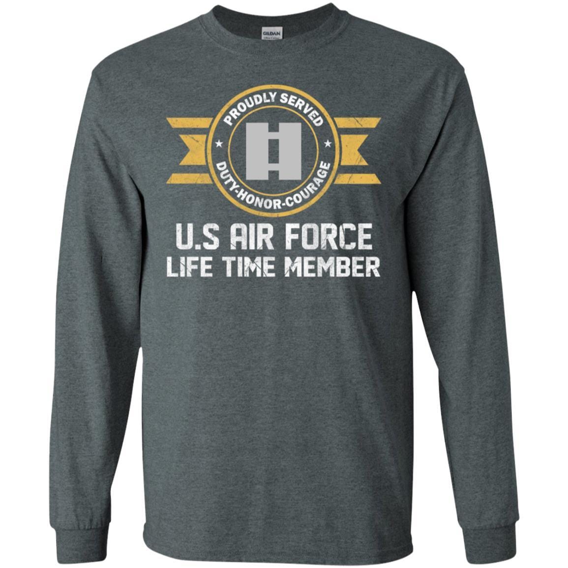 Life time member-US Air Force O-3 Captain Capt O3 Commissioned Officer Ranks Men T Shirt On Front-TShirt-USAF-Veterans Nation