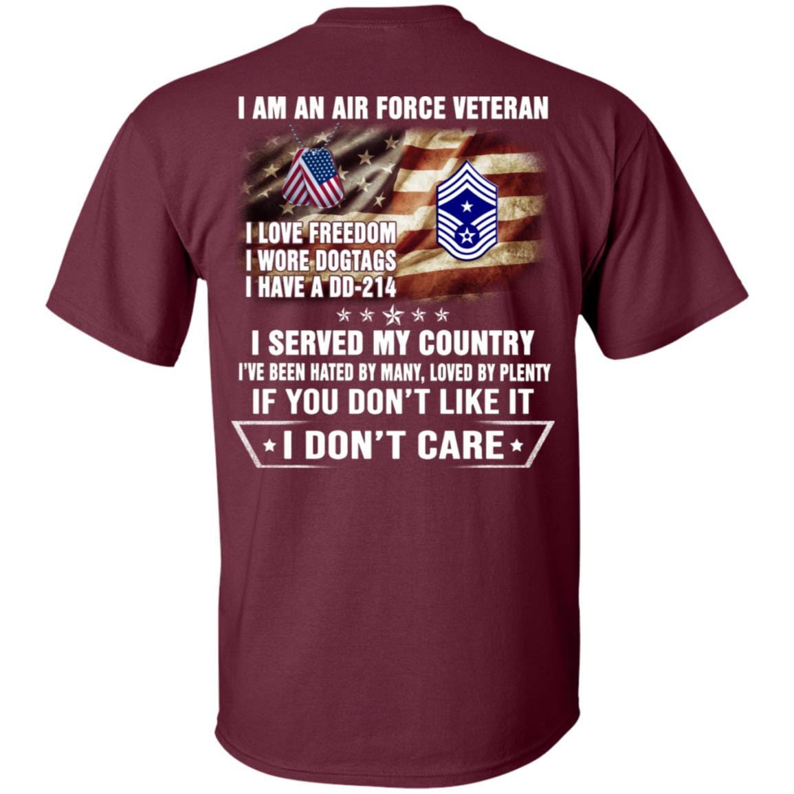 I Am An Air Force E-9 Command Chief Master Sergeant CCM E9 Noncommissioned Officer Ranks Veteran T-Shirt On Back-TShirt-USAF-Veterans Nation