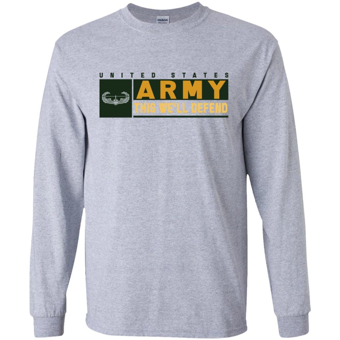 US Army Air Assault Wings Badge- This We'll Defend T-Shirt On Front For Men-TShirt-Army-Veterans Nation