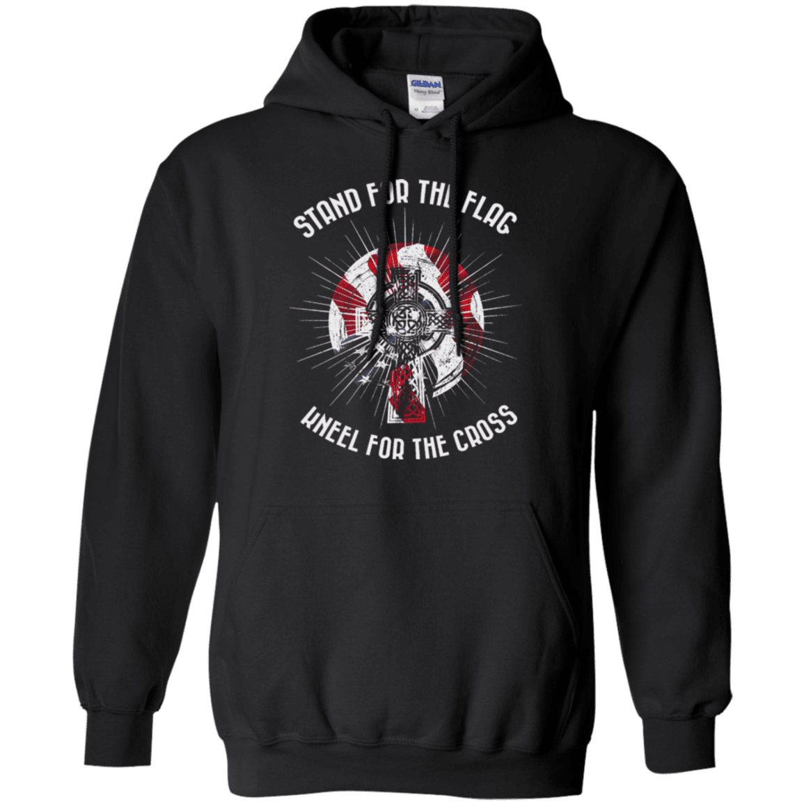Military T-Shirt "Stand For The Flag Kneel For The Cross"-TShirt-General-Veterans Nation