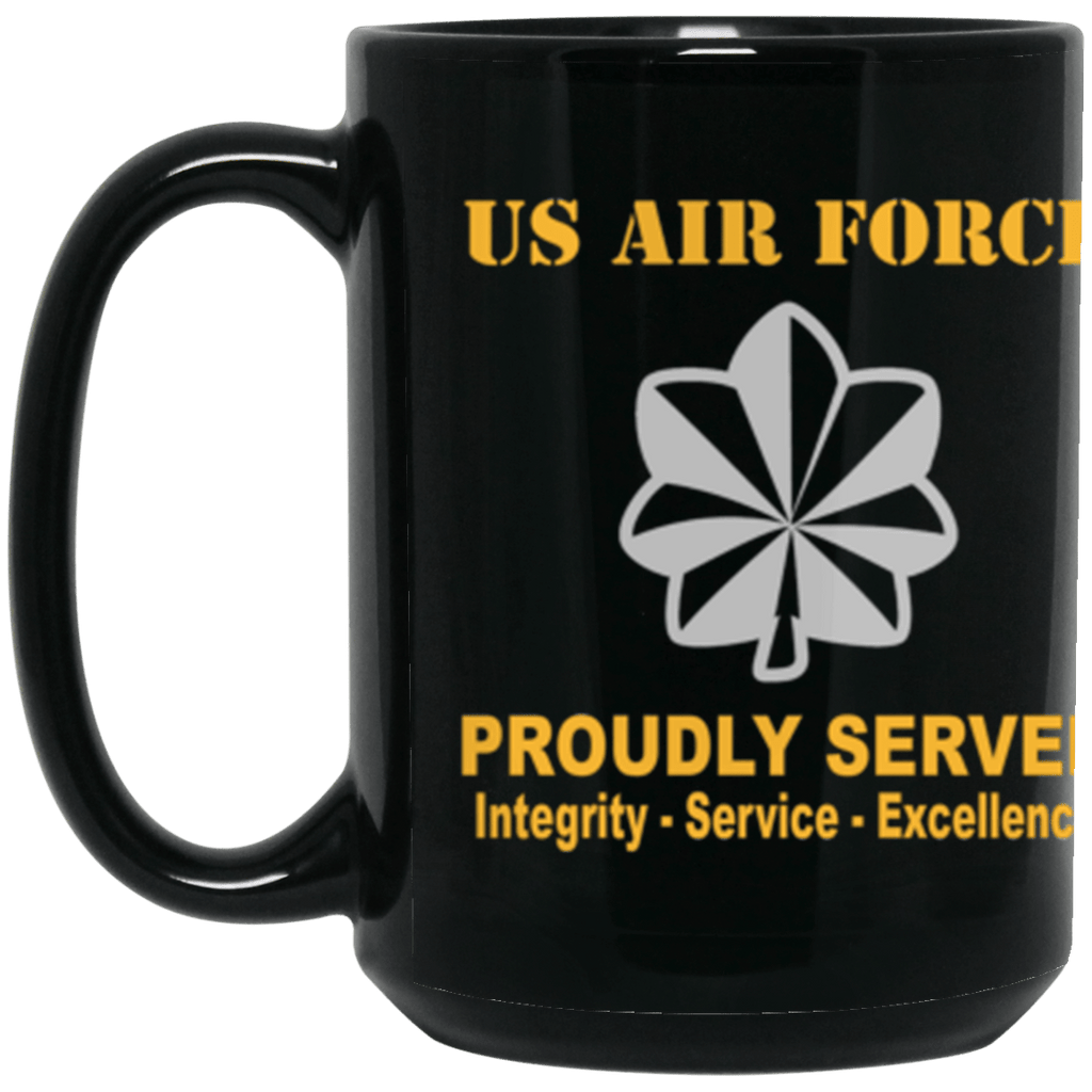 US Air Force O-5 Lieutenant Colonel Lt Co O5 Field Officer Ranks Proudly Served Core Values 15 oz. Black Mug-Drinkware-Veterans Nation