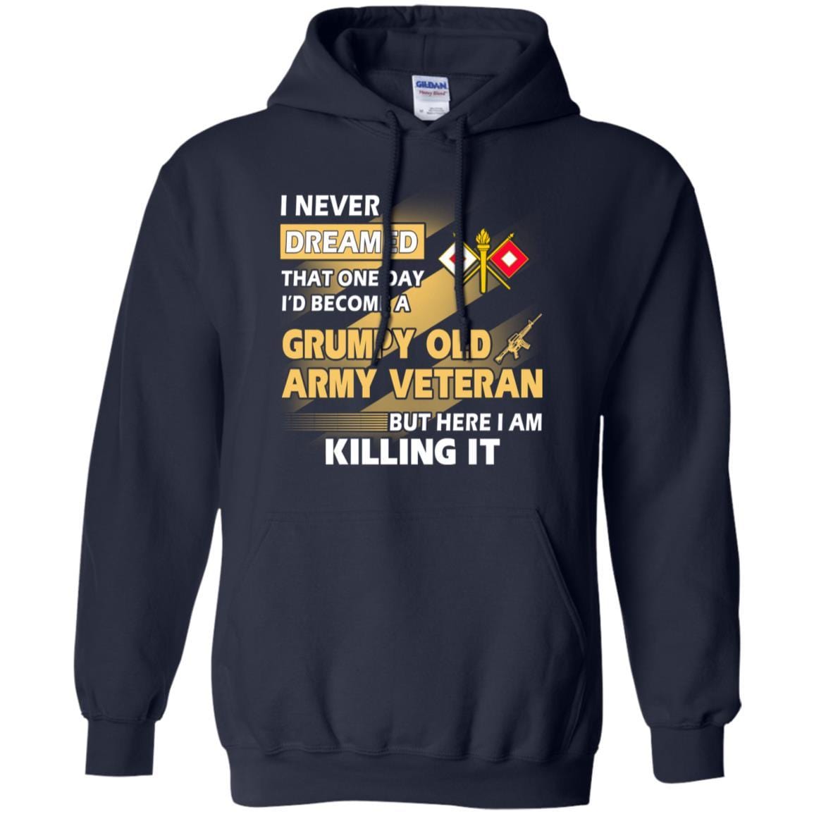 US Army T-Shirt "Signal Corps Grumpy Old Veteran" On Front-TShirt-Army-Veterans Nation