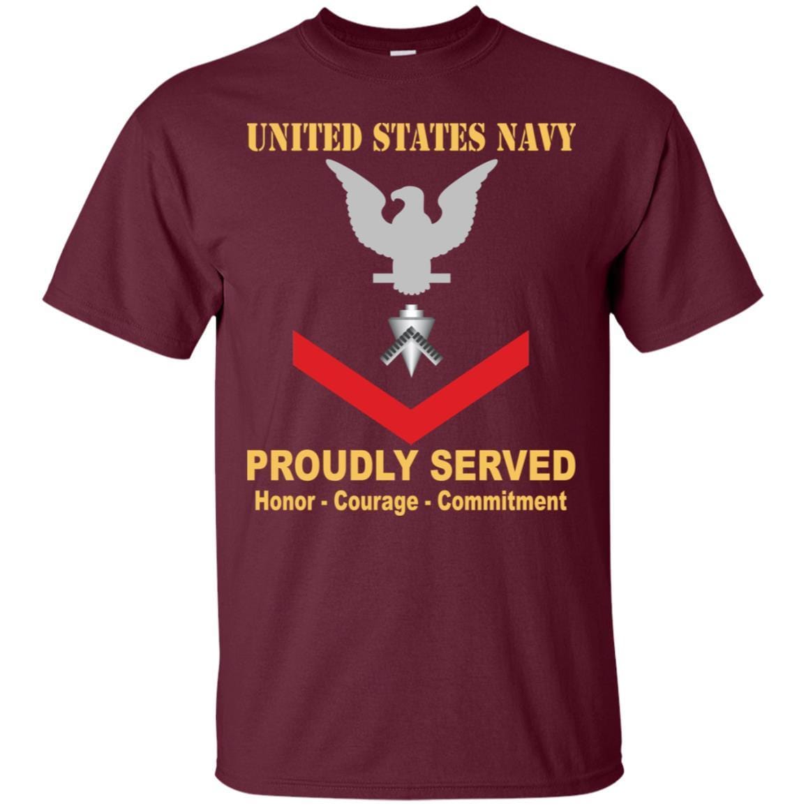 U.S Navy Builder Navy BU E-4 Rating Badges Proudly Served T-Shirt For Men On Front-TShirt-Navy-Veterans Nation