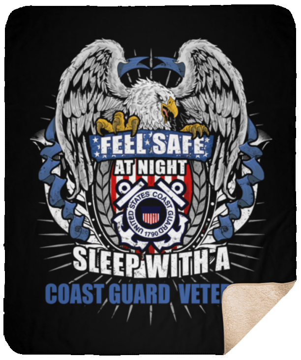 Feel Safe At Night Sleep With A Coast Guard Veteran Sherpa Blanket - 50x60-Blankets-USCG-Logo-Veterans Nation