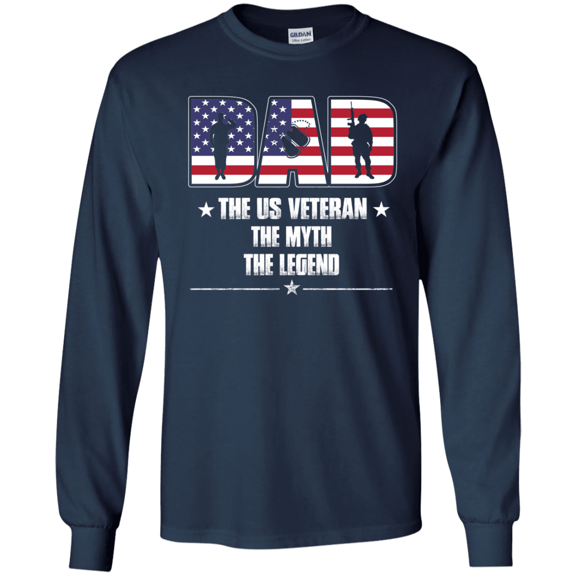 Military T-Shirt "The US Veteran Legend Dad" Front-TShirt-General-Veterans Nation