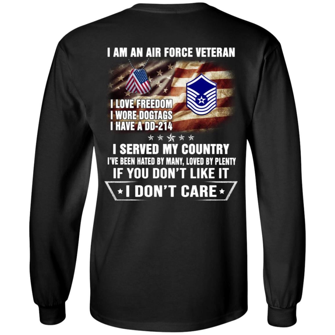 I Am An Air Force E-8 Old Style Rank Veteran T-Shirt On Back-TShirt-USAF-Veterans Nation