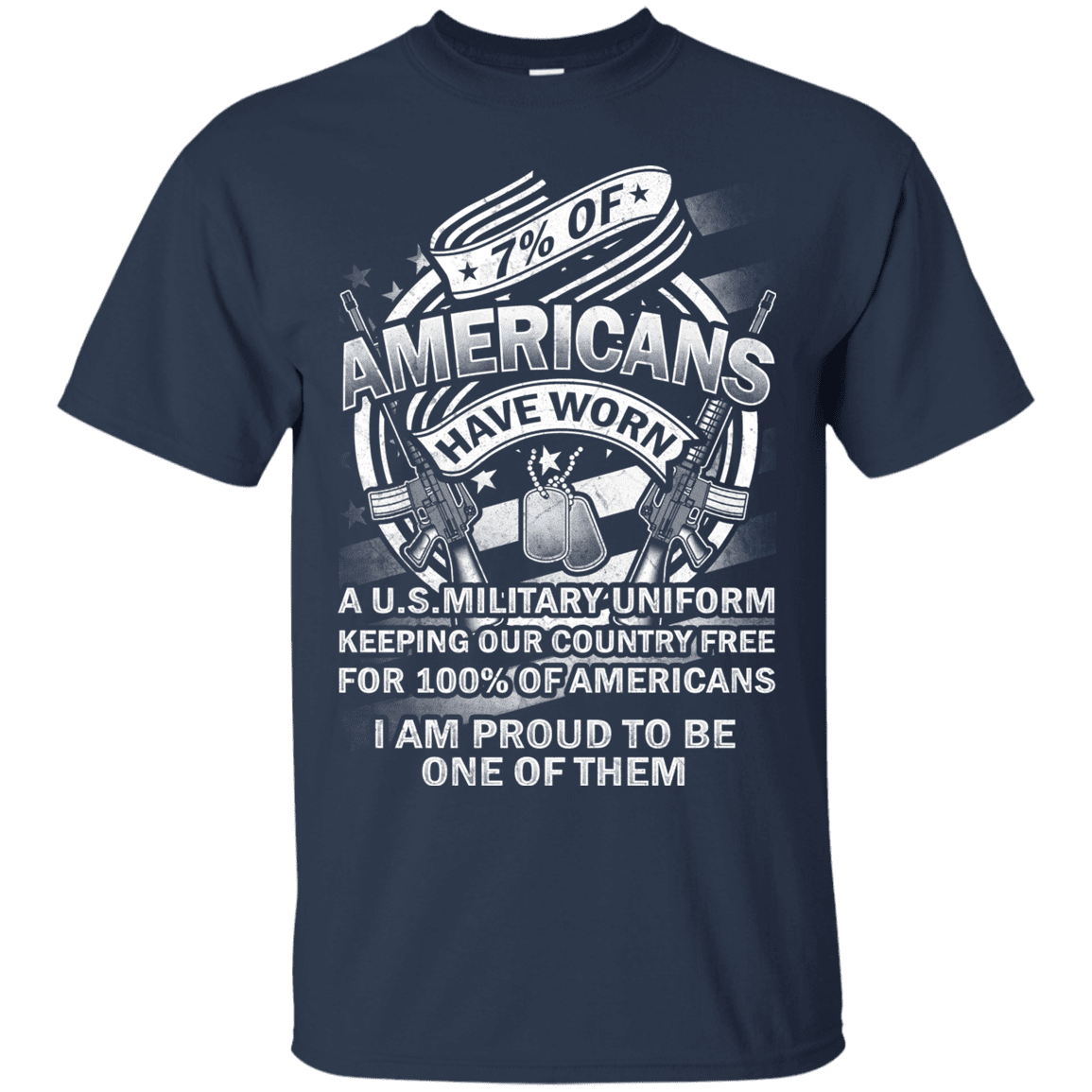 Military T-Shirt "7% of Americans Have Worn Proud To Be one of Them Men" Front-TShirt-General-Veterans Nation