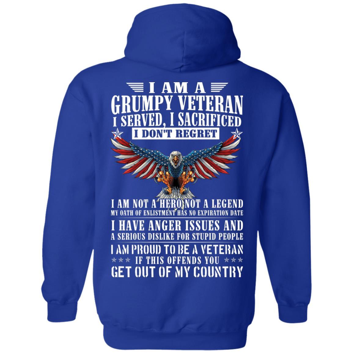 Military T-Shirt "I Am A Grumpy Veteran - Get Out Of My Country Men" On Back-TShirt-General-Veterans Nation