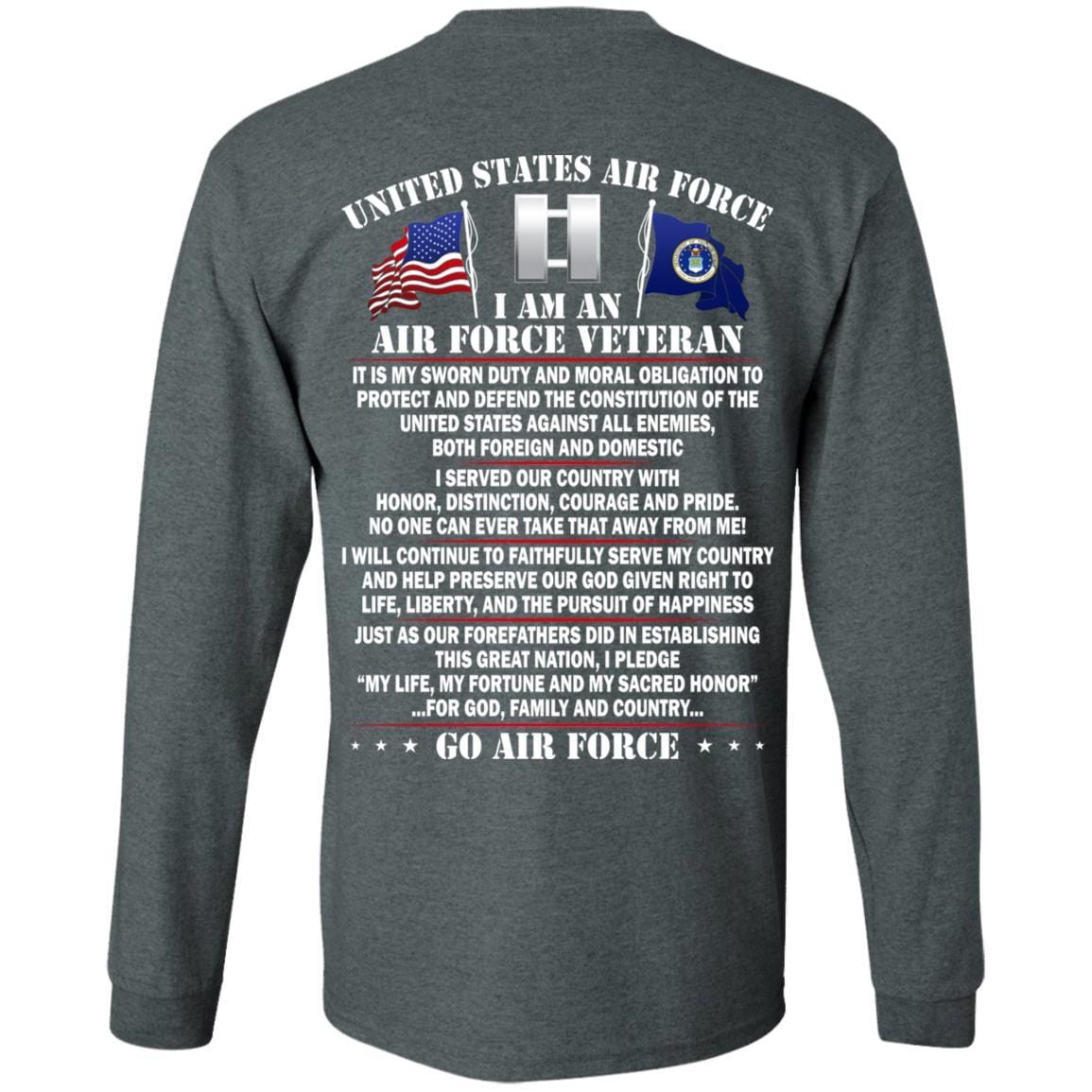 US Air Force O-3 Captain Capt O3 Commissioned Officer Ranks - Go Air Force T-Shirt On Back-TShirt-USAF-Veterans Nation