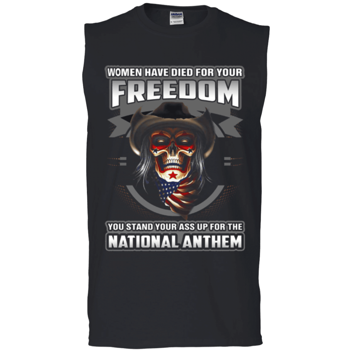 Military T-Shirt "Women Have Died For Your Freedom Stand Up For The National Anthem"-TShirt-General-Veterans Nation