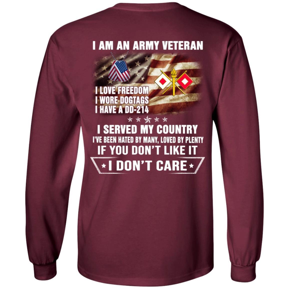 T-Shirt "I Am An Army Signal Corps Veteran" On Back-TShirt-Army-Veterans Nation