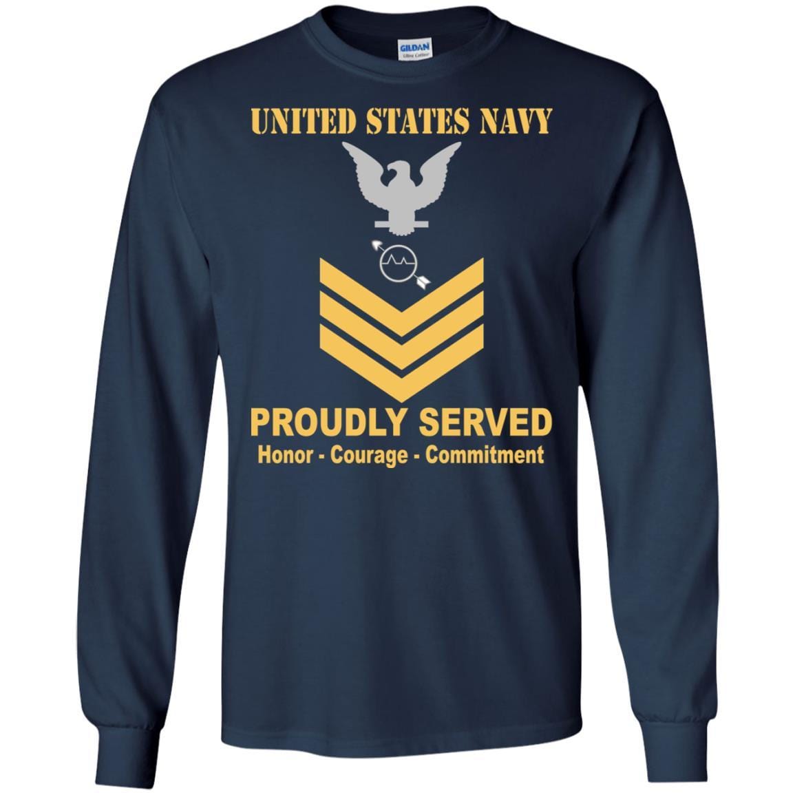 U.S Navy Operations specialist Navy OS E-6 Rating Badges Proudly Served T-Shirt For Men On Front-TShirt-Navy-Veterans Nation