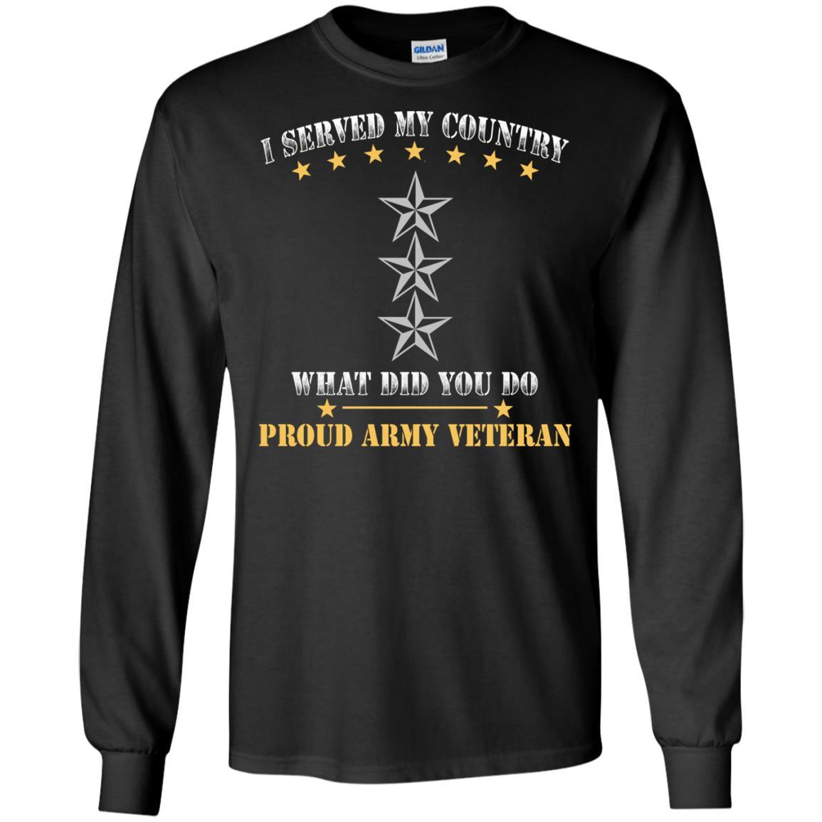 US Army O-9 Lieutenant General O9 LTG General Officer Ranks Men Front T Shirt - Proud US Army Veteran-TShirt-Army-Veterans Nation