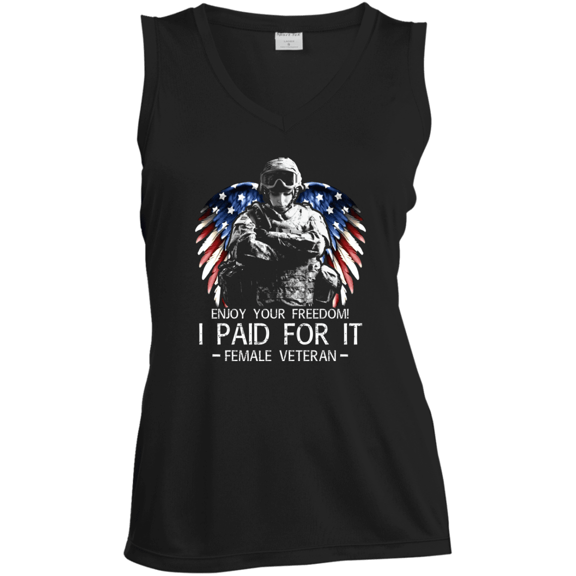 Military T-Shirt "Female Veteran - Enjoy your freedom I paid for it Women" Front-TShirt-General-Veterans Nation