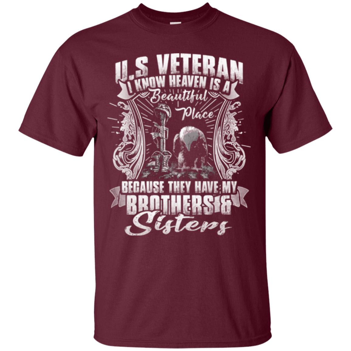 Military T-Shirt "HEAVEN IS THE BEAUTIFUL PLACE WITH BROTHERS AND SISTERS VETERAN"-TShirt-General-Veterans Nation