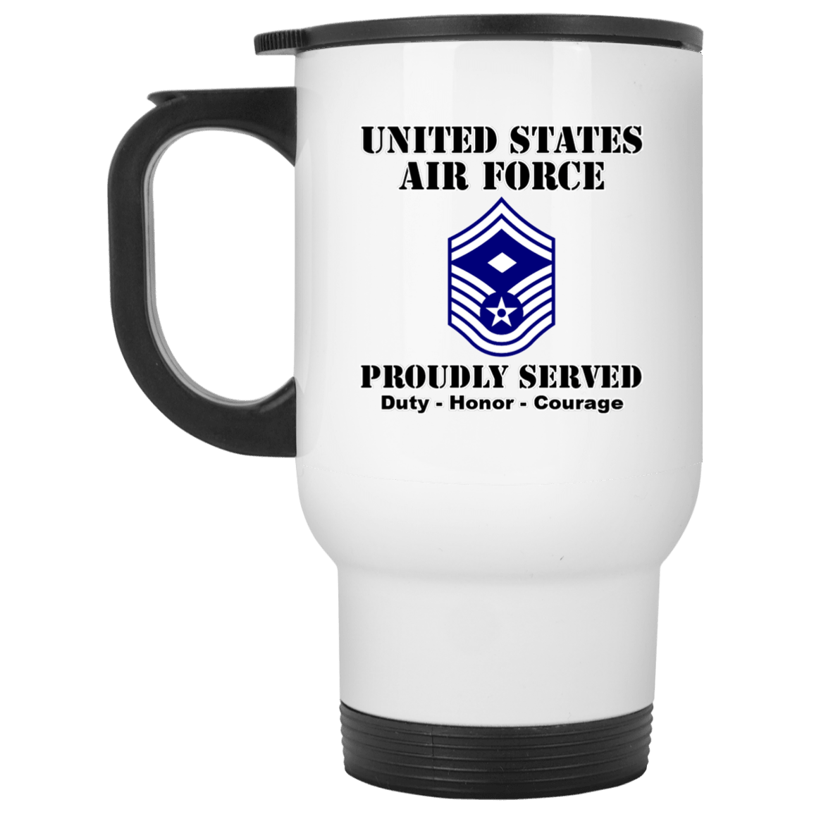 US Air Force E-8 First Sergeant Ranks White Coffee Mug - Stainless Travel Mug-Mug-USAF-Ranks-Veterans Nation