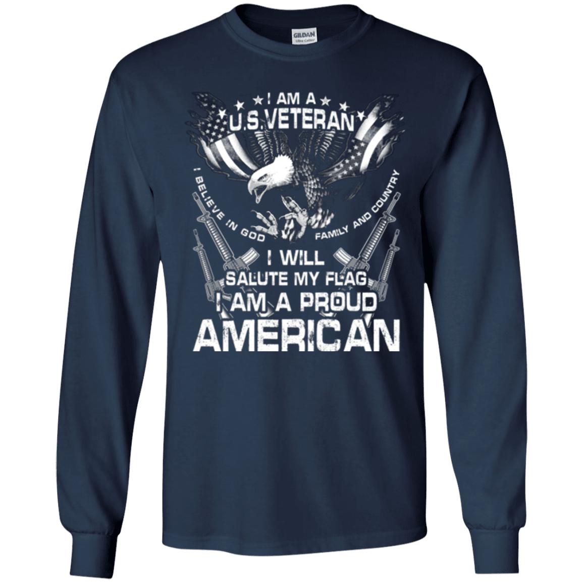 Military T-Shirt "I WILL SALUTE MY FLAG PROUD AMERICAN"-TShirt-General-Veterans Nation