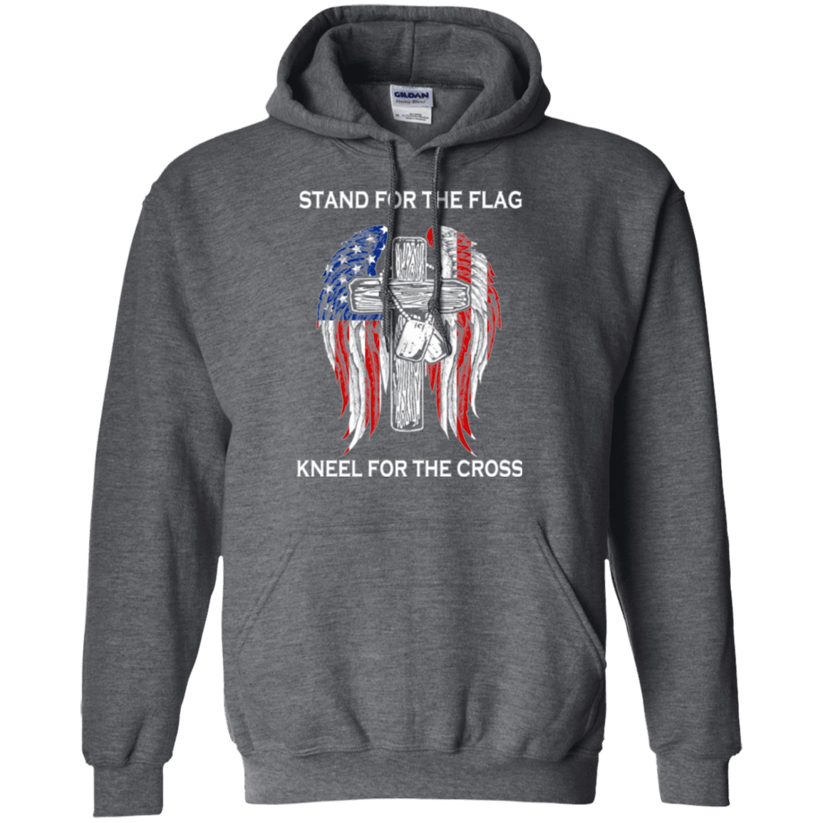 Military T-Shirt "Stand For The Flag Kneel For The Cross"-TShirt-General-Veterans Nation