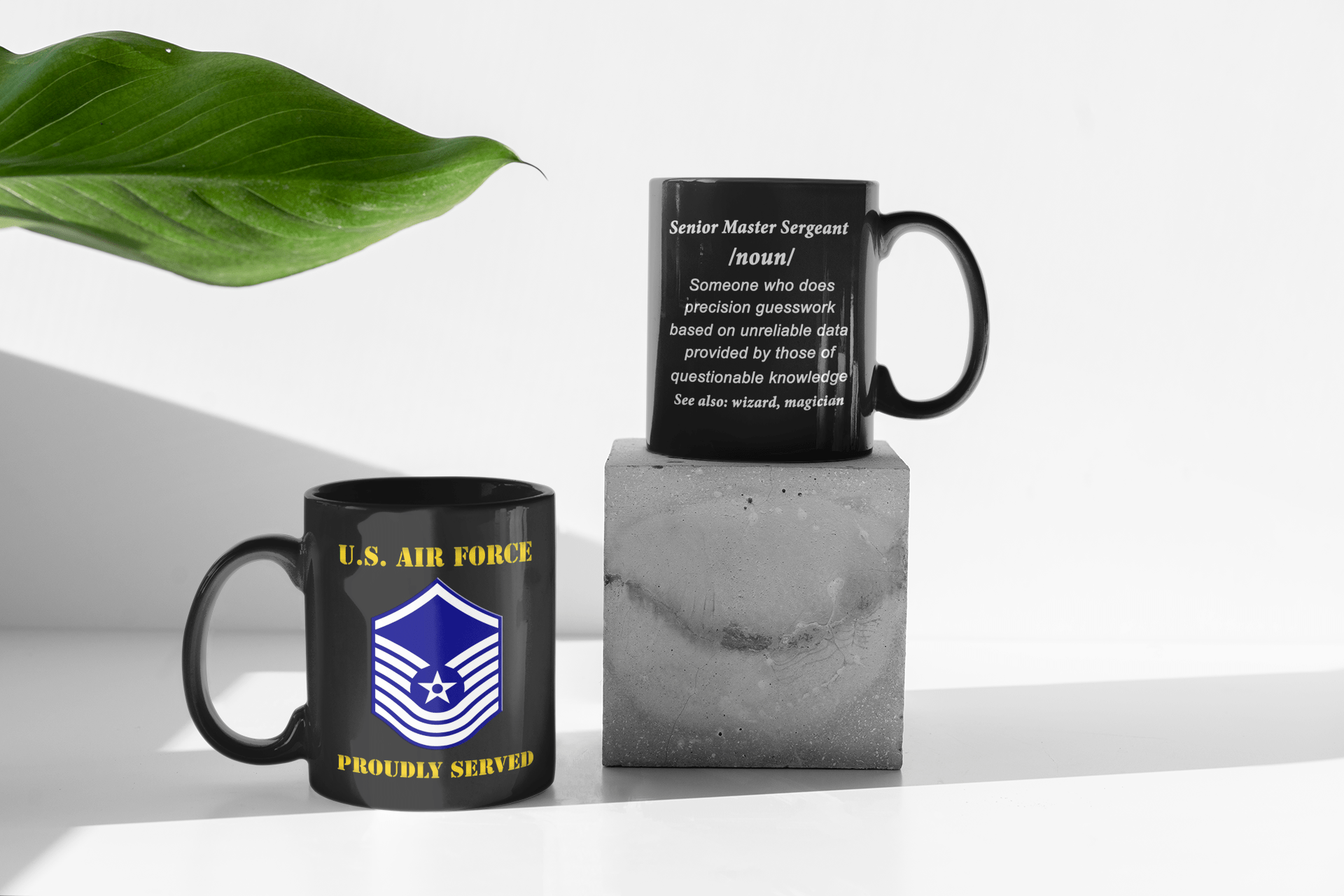 USAF E-8 Senior Master Sergeant Old Style Definition 11 oz. Black Mug-Mug-USAF-Ranks-Veterans Nation