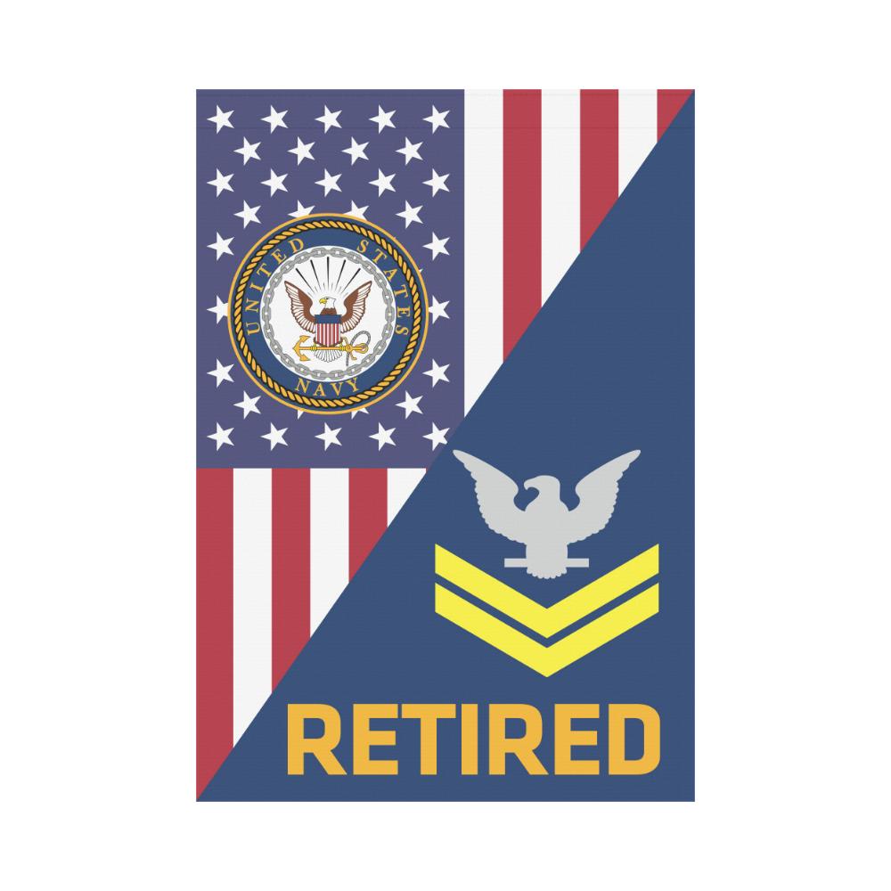 US Navy E-5 Petty Officer Second Class E5 PO2 Gold Stripe Collar Device Retired House Flag 28 inches x 40 inches Twin-Side Printing-HouseFlag-Navy-Collar-Veterans Nation