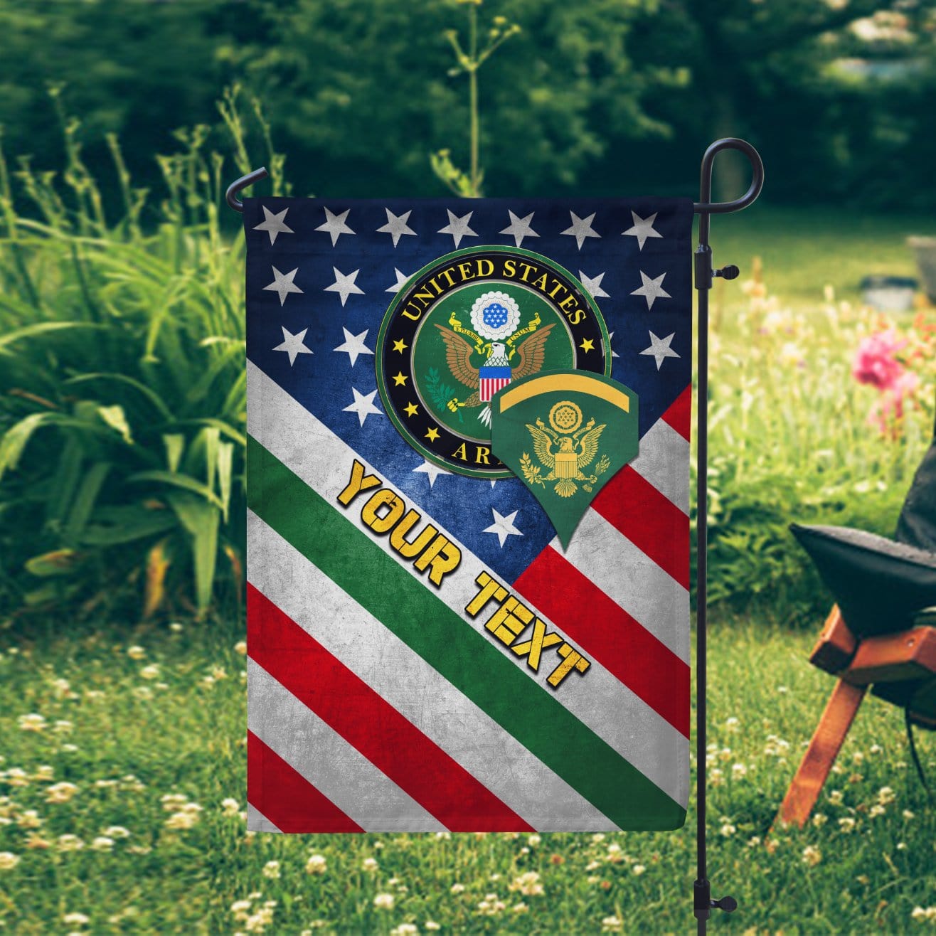 Personalized US Military Logo/Insignia and Text D02 Garden Flag/Yard Flag 12 inches x 18 inches Twin-Side Printing-GDFlag-Personalized-Veterans Nation