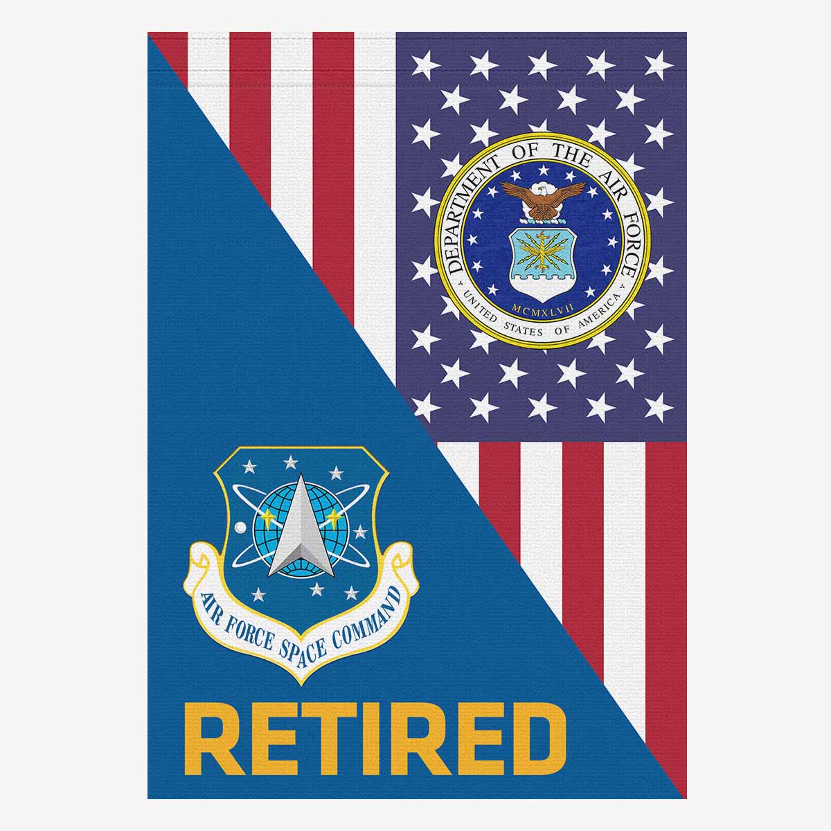 US Air Force Space Command Retired House Flag 28 inches x 40 inches Twin-Side Printing-HouseFlag-USAF-Shield-Veterans Nation
