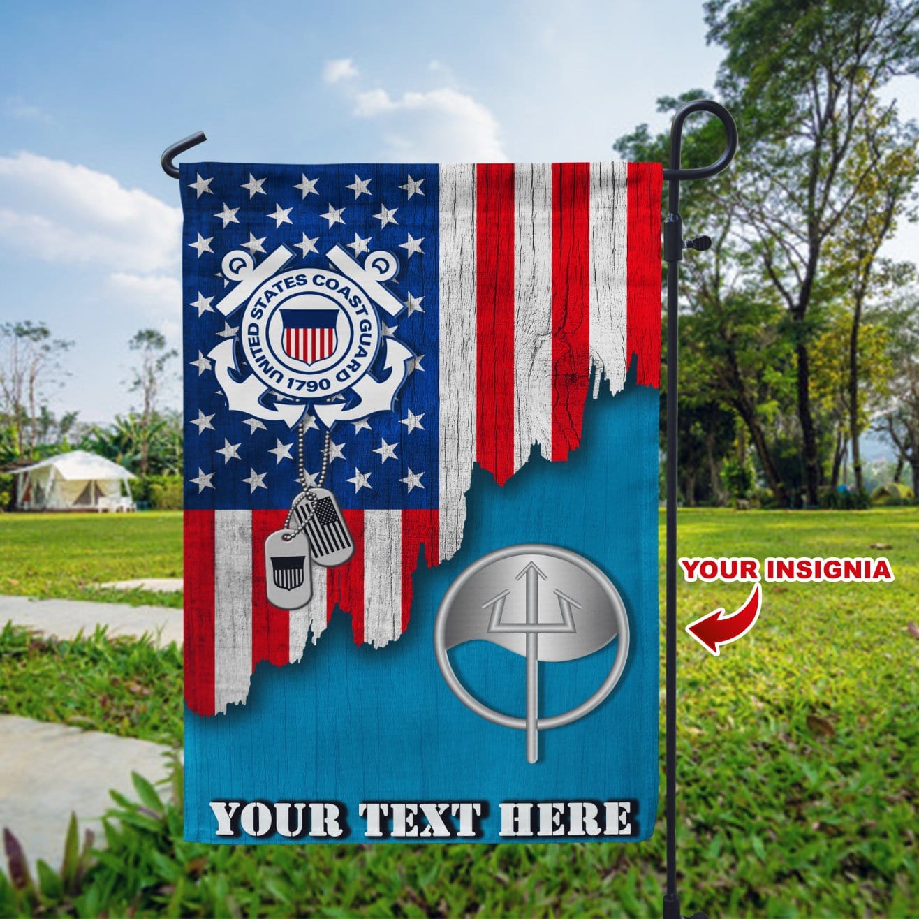 Personalized US Military Logo/Insignia and Text D01 Garden Flag/Yard Flag 12 inches x 18 inches Twin-Side Printing-GDFlag-Personalized-Veterans Nation