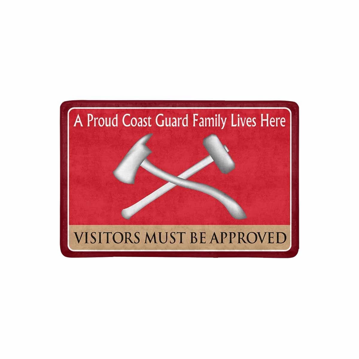 US Coast Guard Damage Controlman DC Logo Family Doormat - Visitors must be approved (23.6 inches x 15.7 inches)-Doormat-USCG-Rate-Veterans Nation