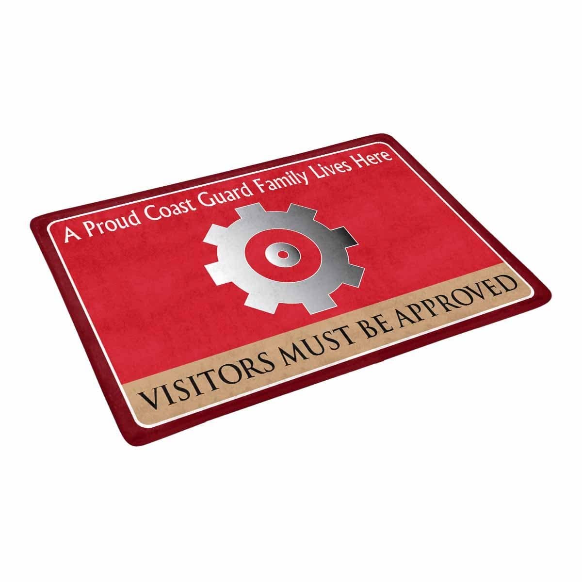 US Coast Guard Machinery Technician MK Logo Family Doormat - Visitors must be approved (23.6 inches x 15.7 inches)-Doormat-USCG-Rate-Veterans Nation