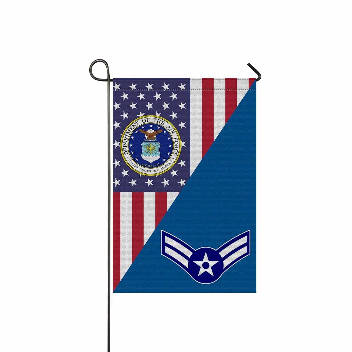 US Air Force E-3 Airman First Class A1C E3 Enlisted Airman Garden Flag/Yard Flag 12 inches x 18 inches Twin-Side Printing-GDFlag-USAF-Ranks-Veterans Nation