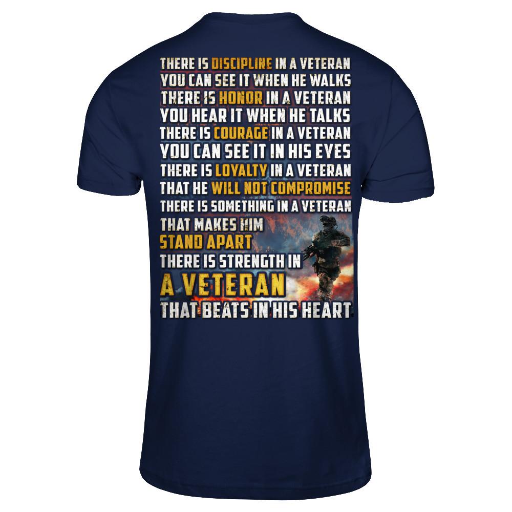 Military T-Shirt "Veteran - Beats in His Heart"-TShirt-General-Veterans Nation