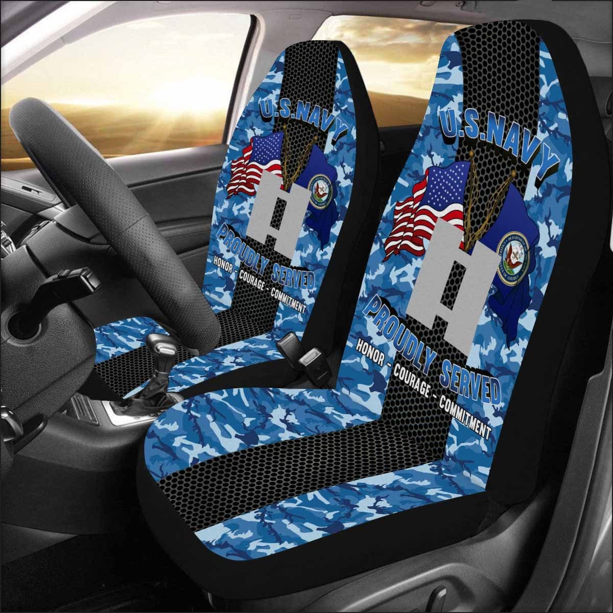 US Navy O-3 Lieutenant O3 LT Junior Officer Car Seat Covers (Set of 2)-SeatCovers-Navy-Officer-Veterans Nation