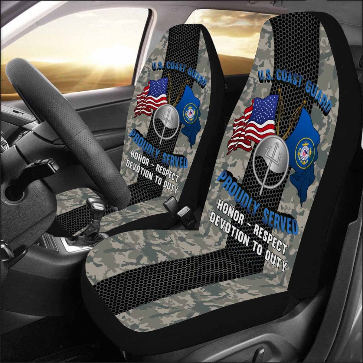 USCG MARINE SCIENCE TECHNICIAN MST Logo Proudly Served - Car Seat Covers (Set of 2)-SeatCovers-USCG-Rate-Veterans Nation