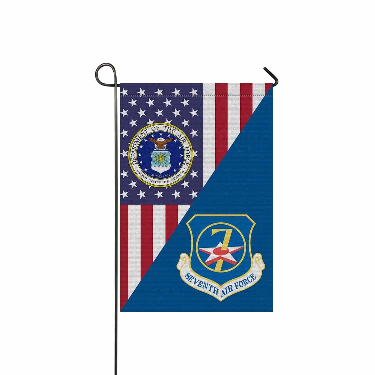 US Air Force Seventh Air Force Garden Flag/Yard Flag 12 inches x 18 inches Twin-Side Printing-GDFlag-USAF-Shield-Veterans Nation