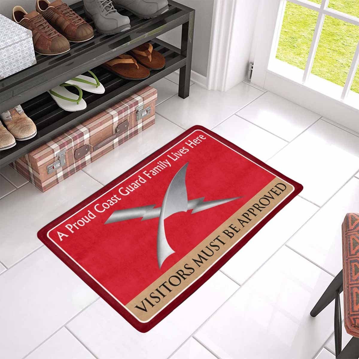 US Coast Guard Intelligence Specialist IS Logo Family Doormat - Visitors must be approved (23.6 inches x 15.7 inches)-Doormat-USCG-Rate-Veterans Nation