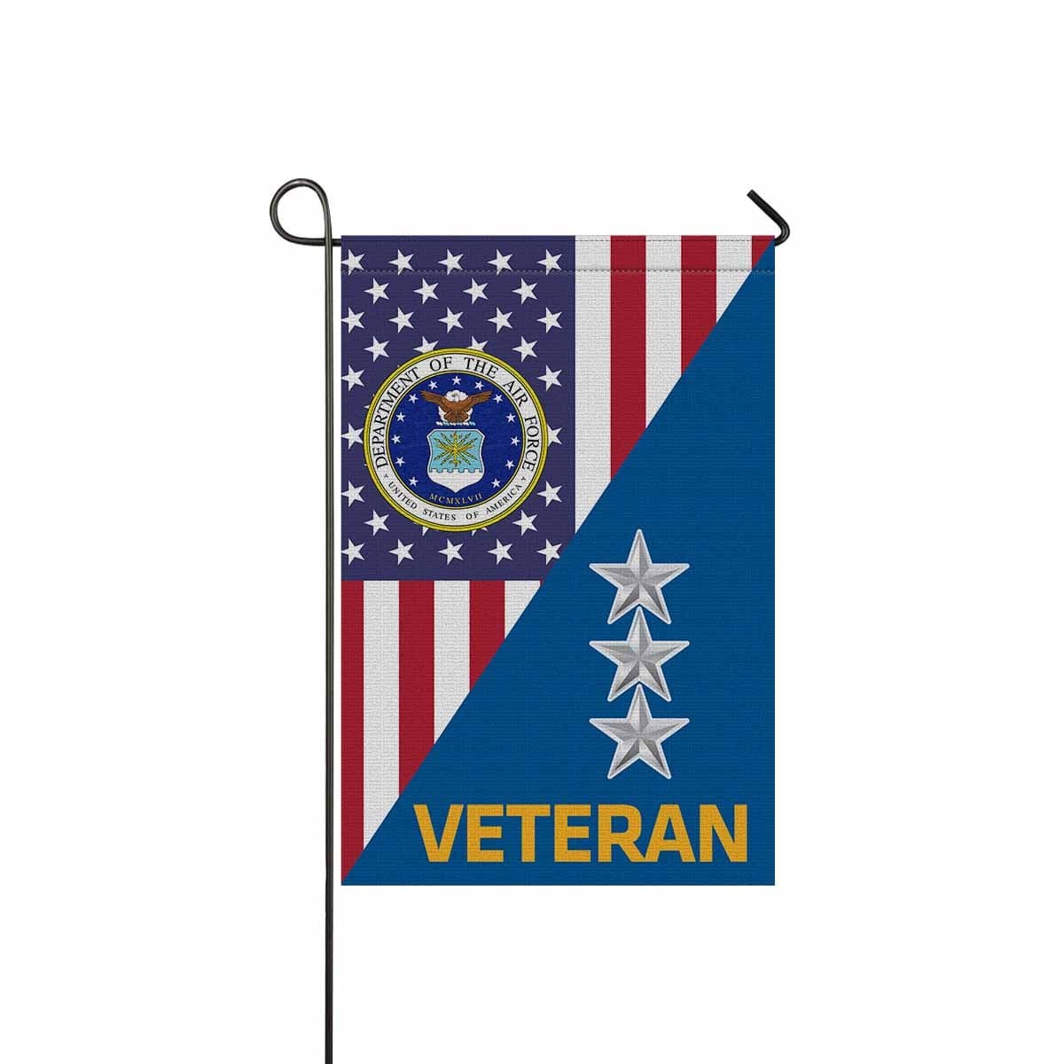 US Air Force O-9 Lieutenant General Lt Ge O9 General Officer Veteran Garden Flag/Yard Flag 12 inches x 18 inches Twin-Side Printing-GDFlag-USAF-Ranks-Veterans Nation