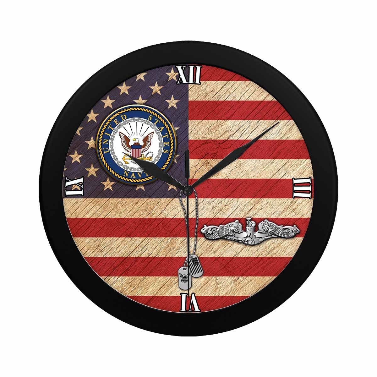 US Navy Submarine Enlisted Wall Clock-WallClocks-Navy-Badge-Veterans Nation