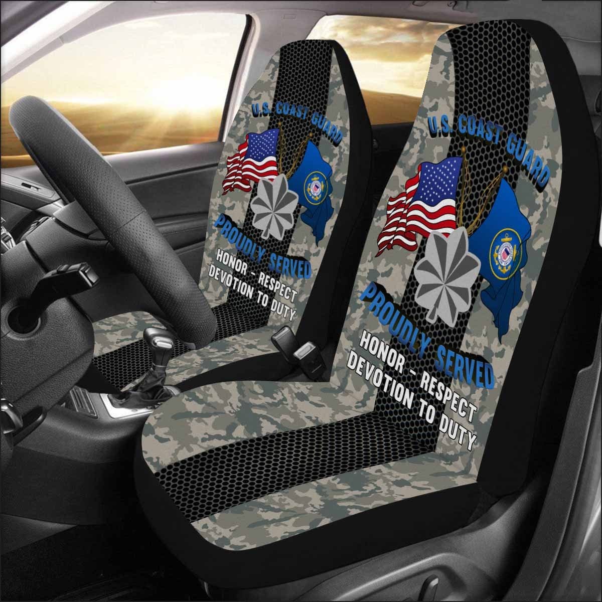 US Coast Guard O-5 Commander O5 CDR Senior Officer Car Seat Covers (Set of 2)-SeatCovers-USCG-Officer-Veterans Nation