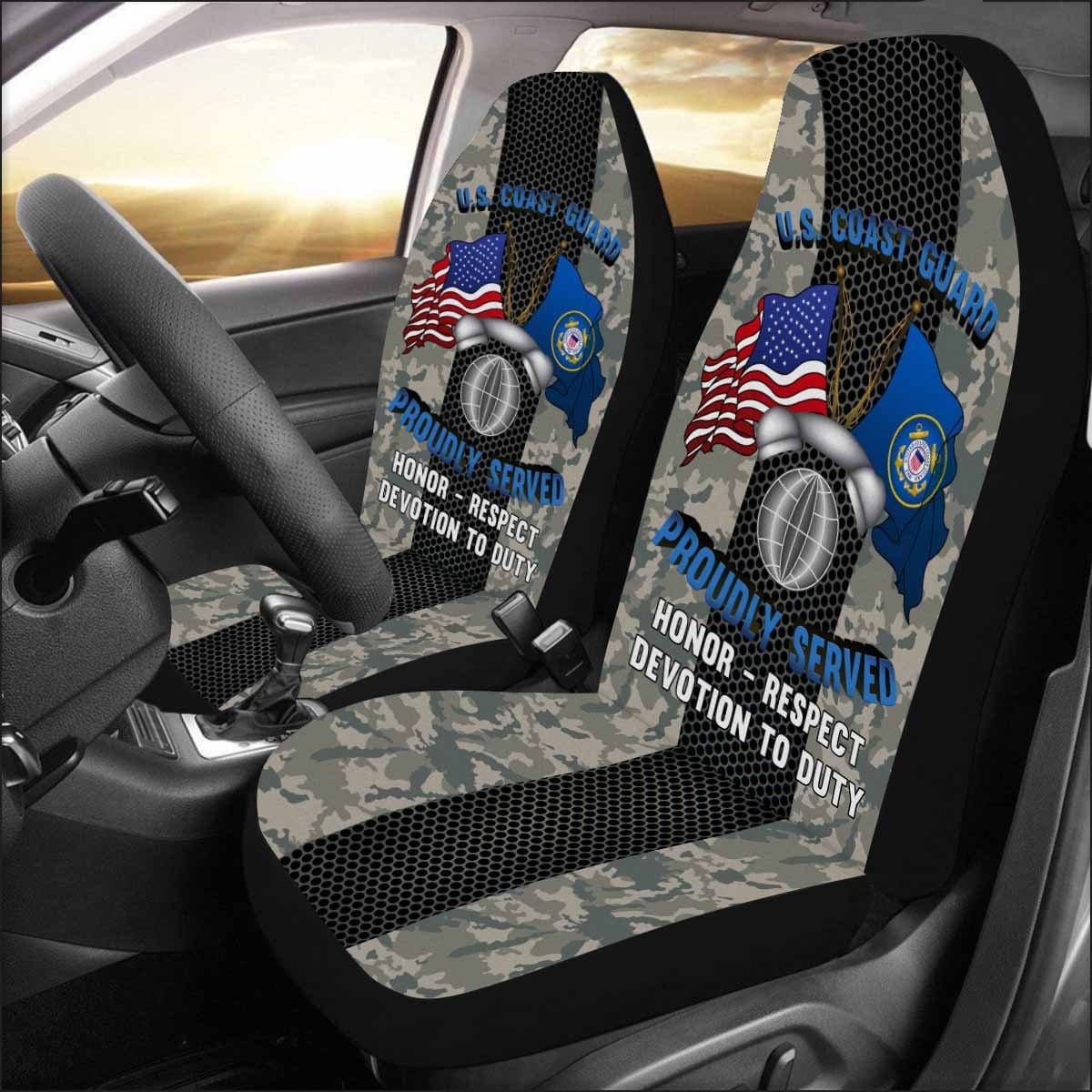 US Coast Guard Information Systems Technician IT Logo Proudly Served - Car Seat Covers (Set of 2)-SeatCovers-USCG-Rate-Veterans Nation