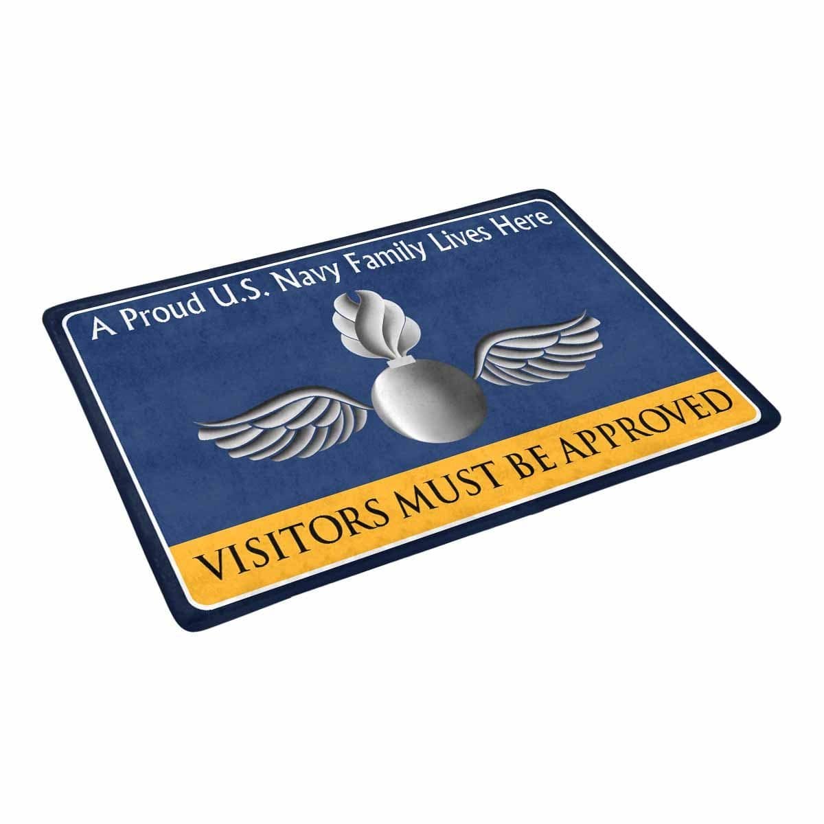 Navy Aviation Ordnanceman Navy AO Family Doormat - Visitors must be approved (23,6 inches x 15,7 inches)-Doormat-Navy-Rate-Veterans Nation