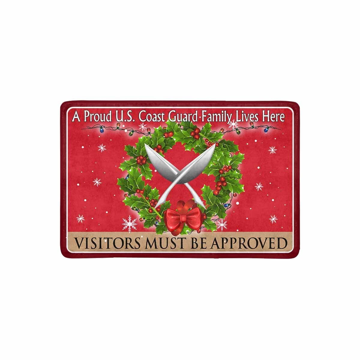 US Coast Guard Yeoman YN Logo - Visitors must be approved Christmas Doormat-Doormat-USCG-Rate-Veterans Nation